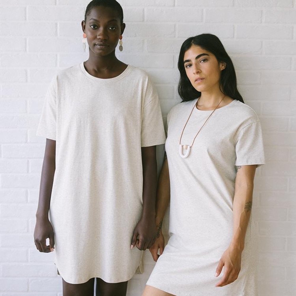 Tradlands | Baja T-Shirt Dress, Heathered Stone/Oatmeal